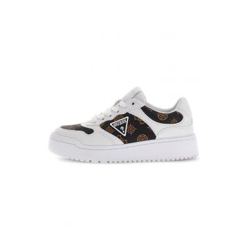 Pantofi sport cu monograma - Alb/Maro