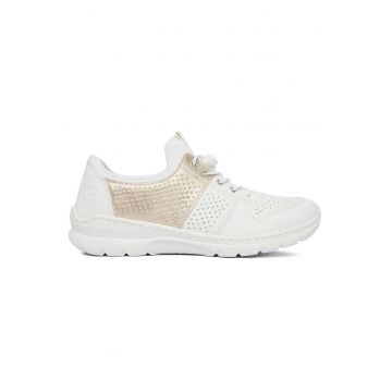 Pantofi sport dama  alb-auriu - piele ecologica - design modern