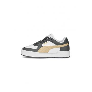 Pantofi sport de piele cu perforatii Ca Pro - Alb/Gri antracit/Maro camel