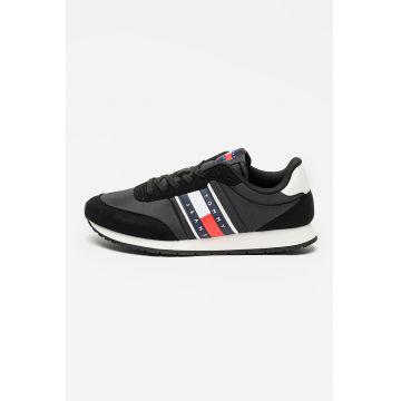 Pantofi sport de plasa cu garnituri de piele intoarsa ecologica Classic - Rosu/Alb/Negru