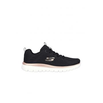 Pantofi sport din plasa tricotata Graceful Get Connected - Negru/Roz