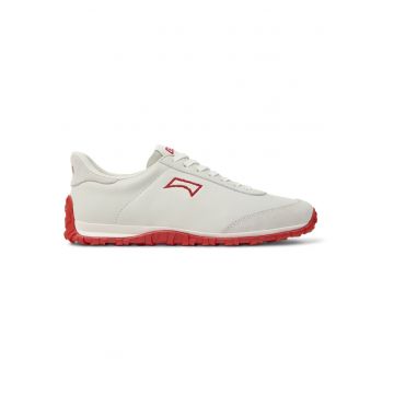 Pantofi sport Drift Walker din piele si piele intoarsa - Alb/Alb murdar