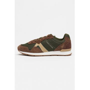 Pantofi sport low-cut Runner Icon cu straturi exterioare din piele intoarsa - Verde/Maro