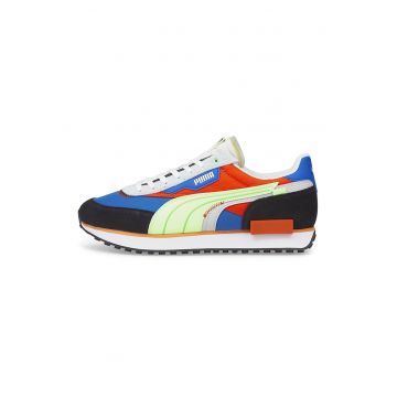 Pantofi sport low-top cu garnituri din piele intoarsa Future Rider Displaced - Rosu/Negru/Albastru