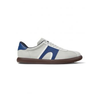 Pantofi sport Pelotas Soller din piele si piele nabuc - Alb murdar/Albastru petrol