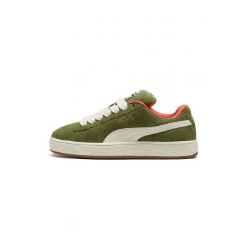 Pantofi sport Suede XL din piele intoarsa cu sireturi de rezerva - Alb/Kaki inchis