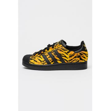 Pantofi sport Superstar II din piele cu par scurt - Negru/Galben