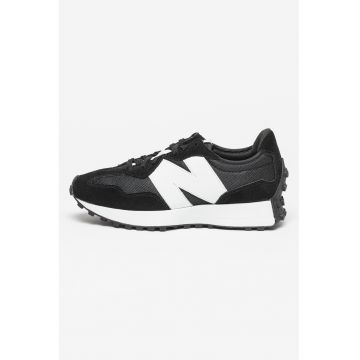 Pantofi sport unisex de piele intoarsa cu garnituri de plasa 327 - Negru