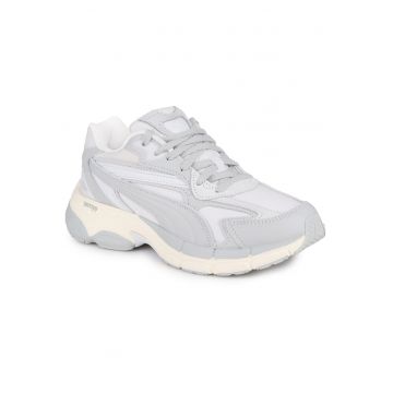 Adidasi sport  Teveris Nitro - stil Y2K - gri - material textil si piele intoarsa