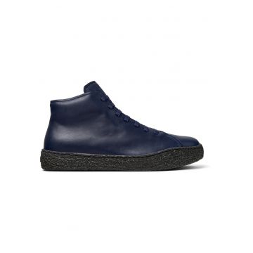 Pantofi sport de piele cu sireturi si fermoar Peu Terreno - Albastru inchis