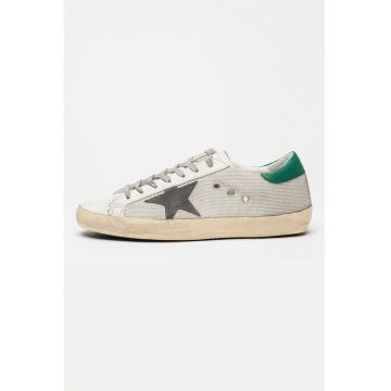 Pantofi sport de piele si material textil Super-Star Classic - Alb/Verde/Gri