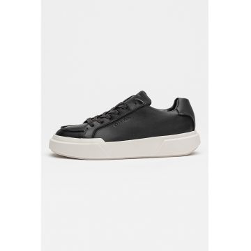 Pantofi sport din piele cu aspect masiv - Negru