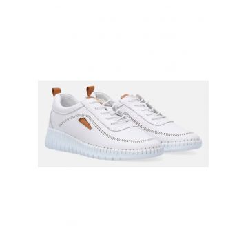 Pantofi sport din piele cu talpa wedge si cusaturi contrastante -