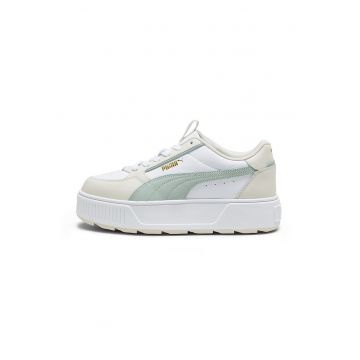 Pantofi sport flatform din piele si piele ecologica Karmen Rebelle - Alb/Verde/Bej