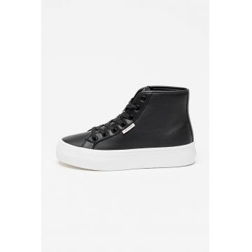 Pantofi sport high-cut de piele - Negru