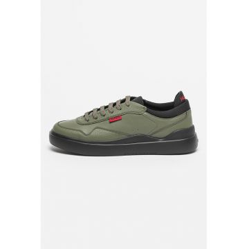Pantofi sport low-cut de piele cu insertii de material textil Blake - Negru/Verde inchis