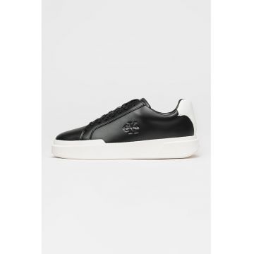 Pantofi sport low-cut de piele cu logo - Negru stins