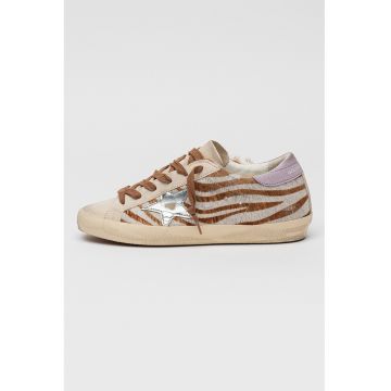 Pantofi sport Super-Star cu model animal print si aspect deteriorat - Violet/Maro deschis/Argintiu