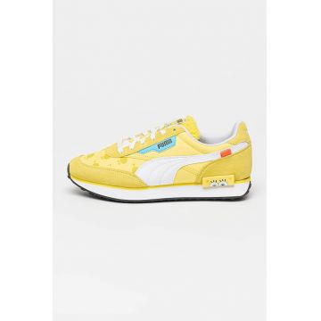Pantofi sport unisex cu model si garnituri de piele Future Rider - Alb/Galben
