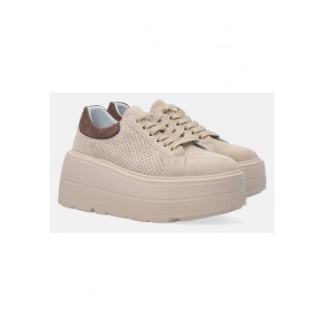 Pantofi sport wedge din piele intoarsa -