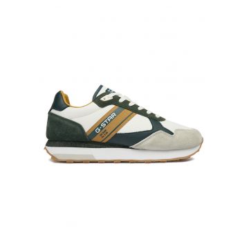 Tenisi barbati G-Star Raw - alb - piele intoarsa si textil - varf rotund - certificat Leather Working Group
