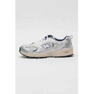 Pantofi sport 530 cu garnituri din plasa si model unisex - Alb fildes/Gri deschis