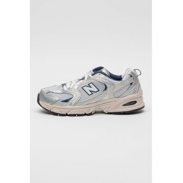 Pantofi sport 530 cu garnituri din plasa si model unisex - Alb/Gri deschis/Gri antracit