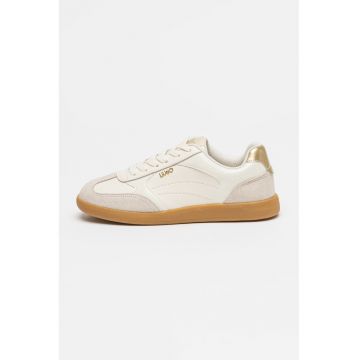 Pantofi sport cu garnituri de piele intoarsa - Gri deschis/Alb murdar