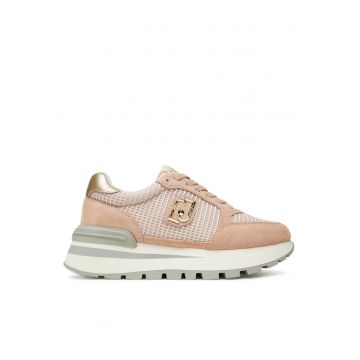 Pantofi sport dama  model S3664 - piele naturala - nude/aurie -