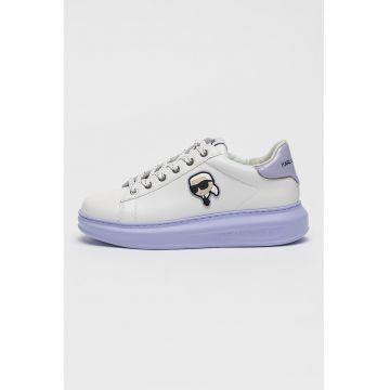 Pantofi sport de piele cu logo - Lila/Alb murdar/Argintiu