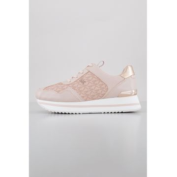 Pantofi sport flatform cu model logo - Roz prafuit