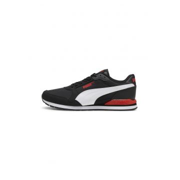 Pantofi sport unisex de piele ecologica si material textil ST Runner v3 - Alb/Negru/Rosu inchis