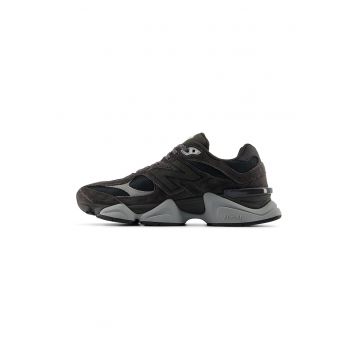 Pantofi sport 9060 cu insertii din piele intoarsa si plasa - Gri antracit