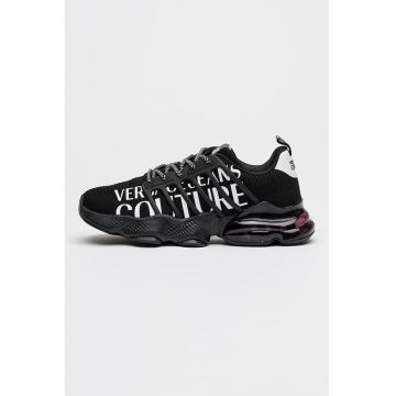 Pantofi sport cu imprimeu logo si aspect tricotat - Negru