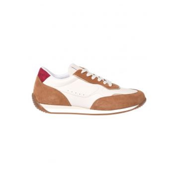 Pantofi sport cu insertii de piele intoarsa - Maro