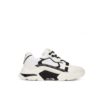 Pantofi sport dama -  FLJCR6ELE12 - negru/alb - textil