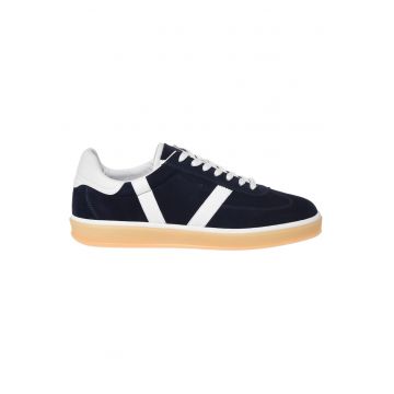 Pantofi sport de piele intoarsa cu garnituri contrastante - Albastru