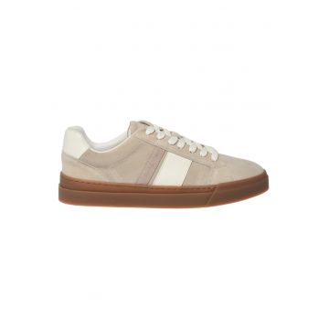 Pantofi sport de piele intoarsa cu garnituri de piele - Bej