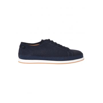 Pantofi sport de piele intoarsa cu perforatii - Albastru
