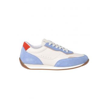 Pantofi sport de piele si piele nabuc cu model colorblock - Albastru