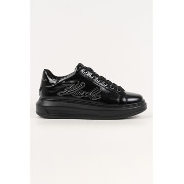 Pantofi sport din piele cu logo stantat - Negru