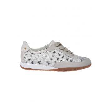 Pantofi sport din piele cu sireturi - Alb murdar/Crem