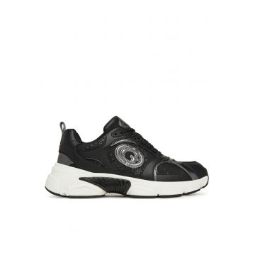 Pantofi sport din piele ecologica cu talpa wedge - Negru