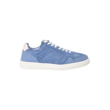 Pantofi sport din piele intoarsa cu sireturi - Albastru deschis