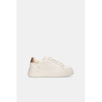 Pantofi sport flatform din piele - Auriu/Bej