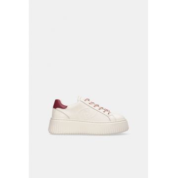 Pantofi sport flatform din piele - Rosu/Alb