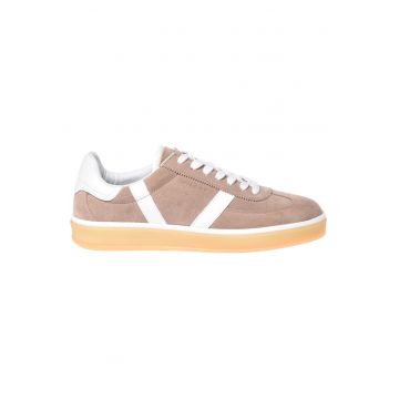 Pantofi sport low-cut de piele intoarsa - Bej