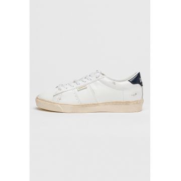 Pantofi sport Matchstar de piele cu aspect deteriorat - Alb/Albastru inchis