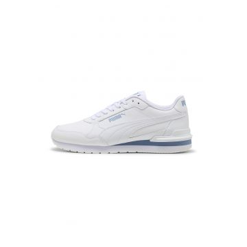 Pantofi sport ST Runner v4 de piele si piele ecologica - Alb/Albastru prafuit