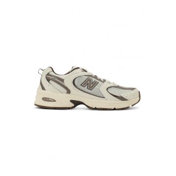 Pantofi sport unisex cu insertii din piele ecologica 530 - Maro inchis/Alb fildes